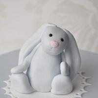 Blue bunny & stripes Christening cake