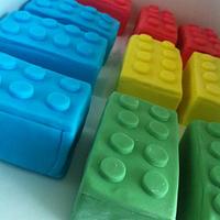 Lego Man Cake & Mini Lego Brick Cakes