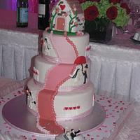 Cartoon love story wedding cake