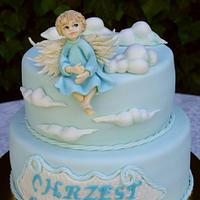 Christening cake with an angel
