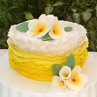Hawaiian Frangipanis Ruffle Cake