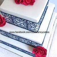 Square tiled wedding cake