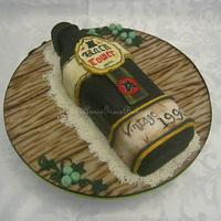 'Black Tower' hand painted Wine Bottle Occasion Cake.