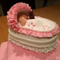 Christening cake with crib