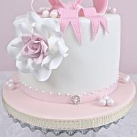 Rose and bow cake