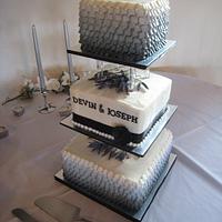 Silver Gray Ruffle Wedding Cake