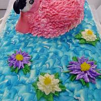 Buttercream Pink Flamingo cake