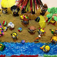 Minion Beach Theme Cake