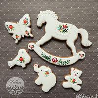 Folklore baby shower cookies