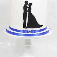 Sillouetted Couple Wedding Cake