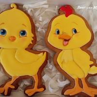 Gingerbread family of chickens