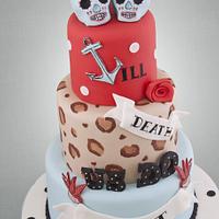 Rockabilly Sugar Skulls Wedding Cake