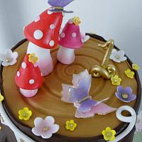 Baby's 1st enchanted forest birthday cake
