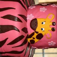 Brown and Pink Zebra Print Jungle Babies Cake