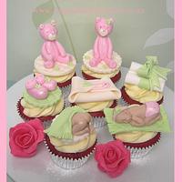 Pink Teddy Baby Shower Cupcakes ~