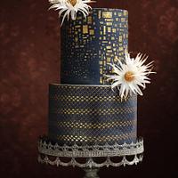 GOLD&NAVY BLUE WEDDING CAKE