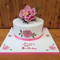 90th Birthday Peony Cake