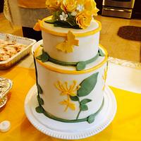 Yellow and green spring wedding cake
