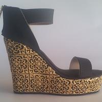 Black & Gold Wedge Heel