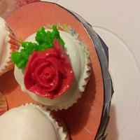 buttercream rose on a cake ball