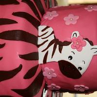 Brown and Pink Zebra Print Jungle Babies Cake