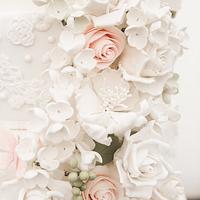 Sugar flower cascade wedding cake
