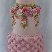 Pink Roses and Billowing Cake