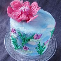 Painted whipped cream cake