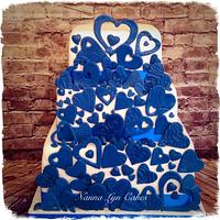 Cascading hearts wedding cake