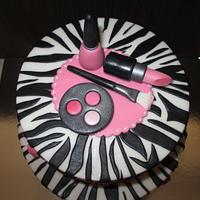 Makeup and Zebra Print Cake