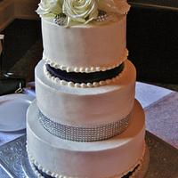 Crystal and Navy buttercream wedding cake