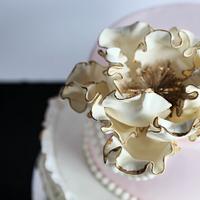 Gold Ruffles with Pearls and Peony