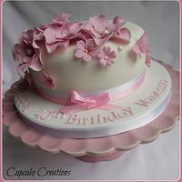Vintage pink floral cake