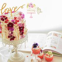 Valentine meringue cake with edible flowers  