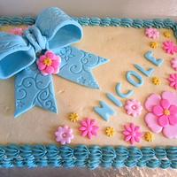 Bow and Flowers Sheet Cake
