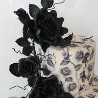 Black Roses - a Hand-Painted Cake