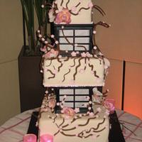 Orchid and Cherry blossom LIghted Lantern Cake - Wedding