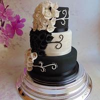 Black and White wedding cake