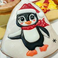 Christmas penguin cookie