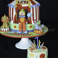"circus"themed 1st Birthday cake