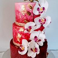 Marble cake with orchids