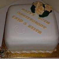 A golden wedding anniversary cake for a Huddersfield couple