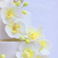 Orchid wedding  anniversary cake 