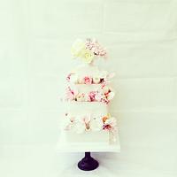 Vintage style floral wedding cakes.