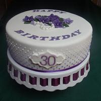 purple dots 30th birthday cake