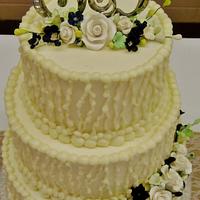 Rain buttercream wedding cake w/ gumpaste flowers