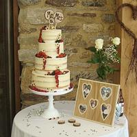 Rustic naked wedding cake.