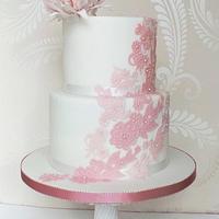 Ruffled flower wedding cake