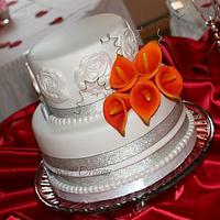 Wedding Cake with Calla Lily/ Wedding cupcakes