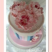 Vintage Gift Box with Pretty Pink Peonies